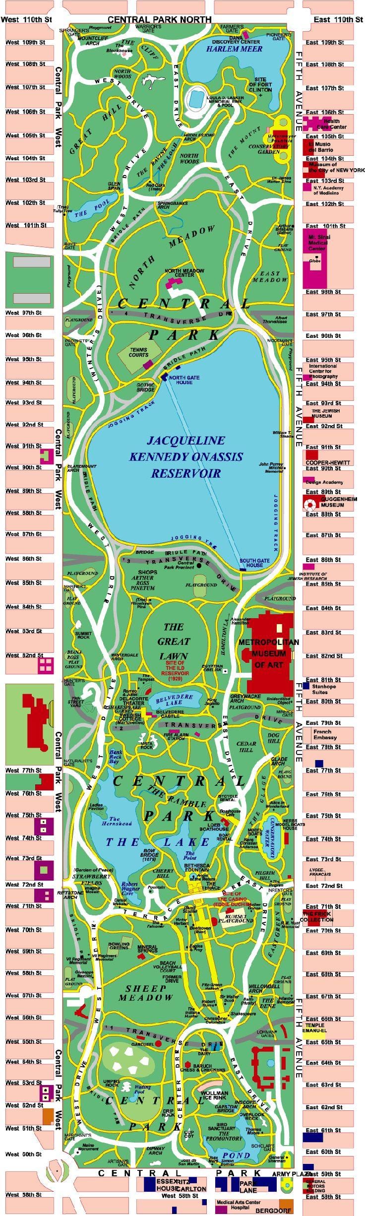 το central park του Μανχάταν χάρτης