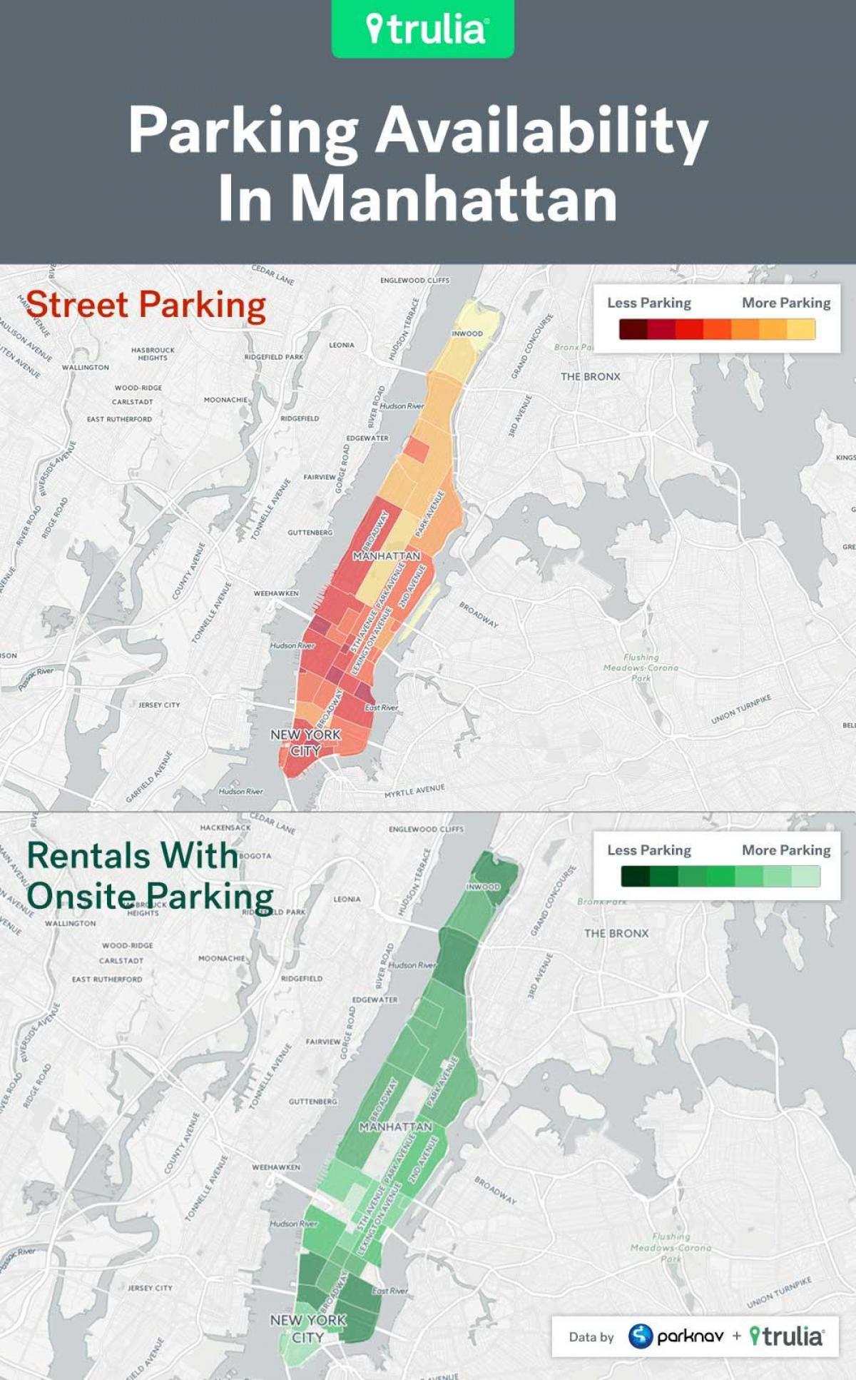 NYC χώρος στάθμευσης στο δρόμο χάρτη του Μανχάταν