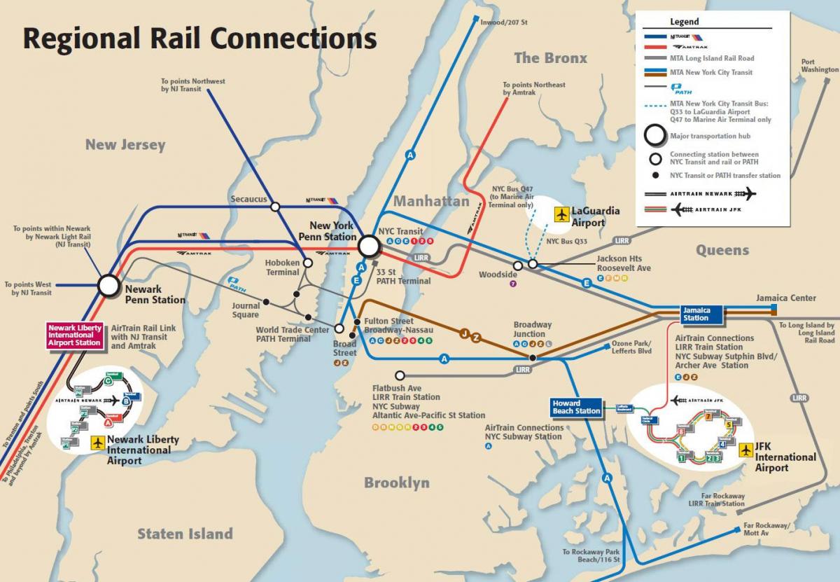 JFK χάρτη του μετρό στο Μανχάταν