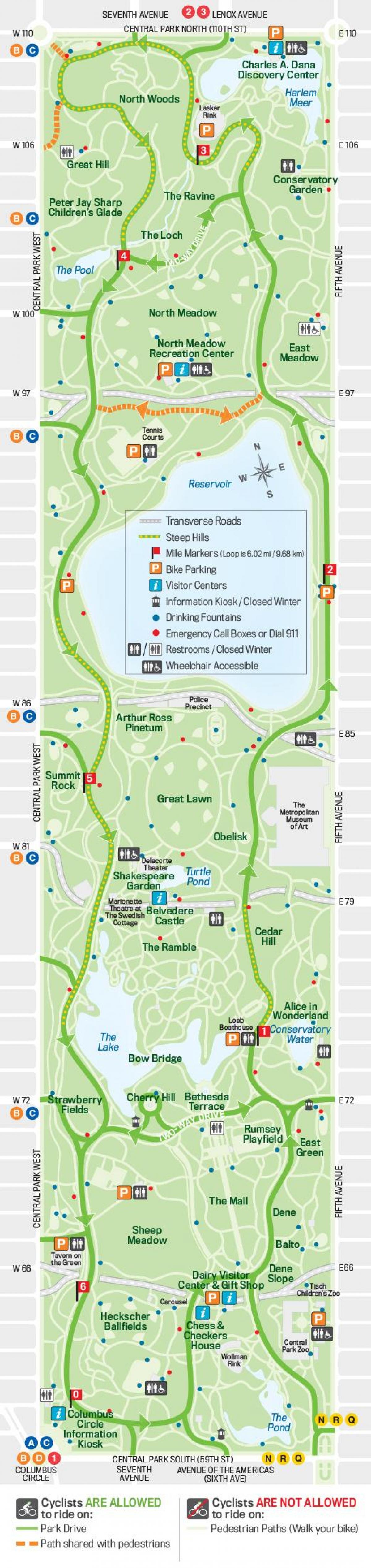 το ποδήλατο χάρτη του central park