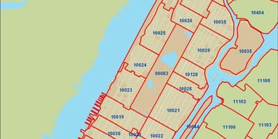 NYC τον ταχυδρομικό κώδικα του χάρτη του Μανχάταν