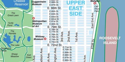 Χάρτης του upper east side του Μανχάταν