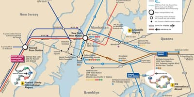 JFK χάρτη του μετρό στο Μανχάταν